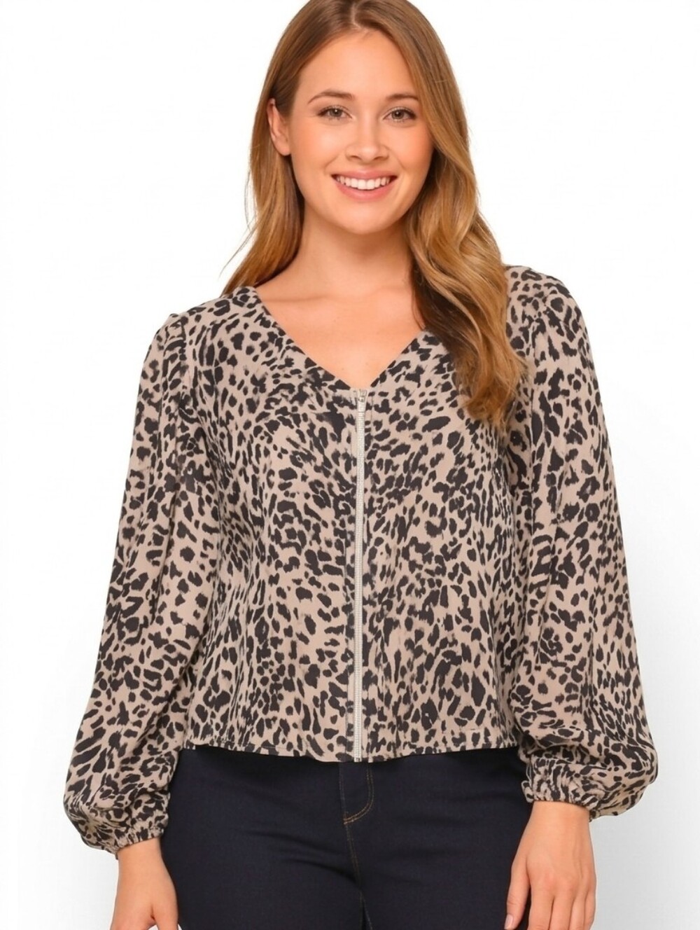 Stylish Black and White Leopard Print Women's Top